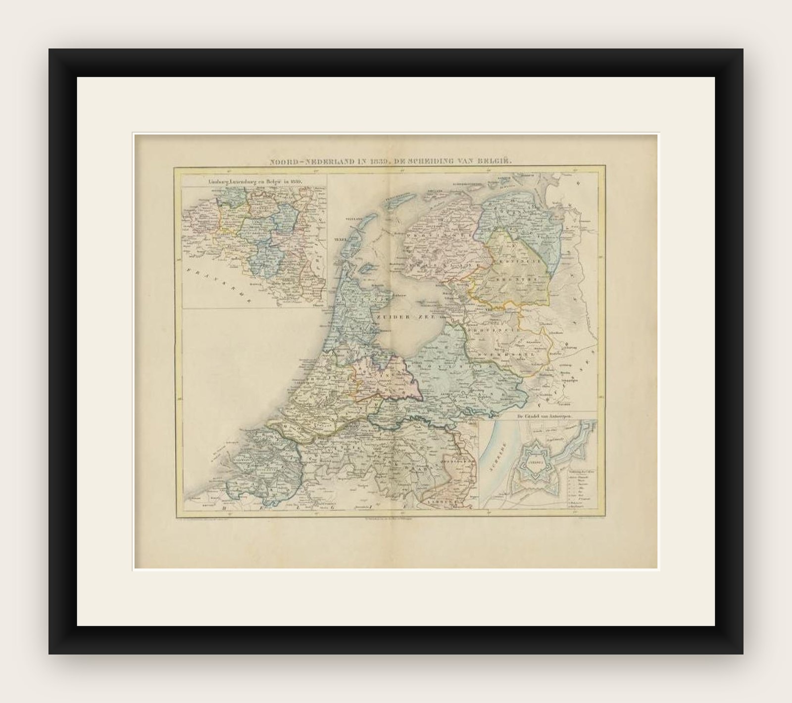 Antique Map of the Netherlands in 1839 by Mees, 1860