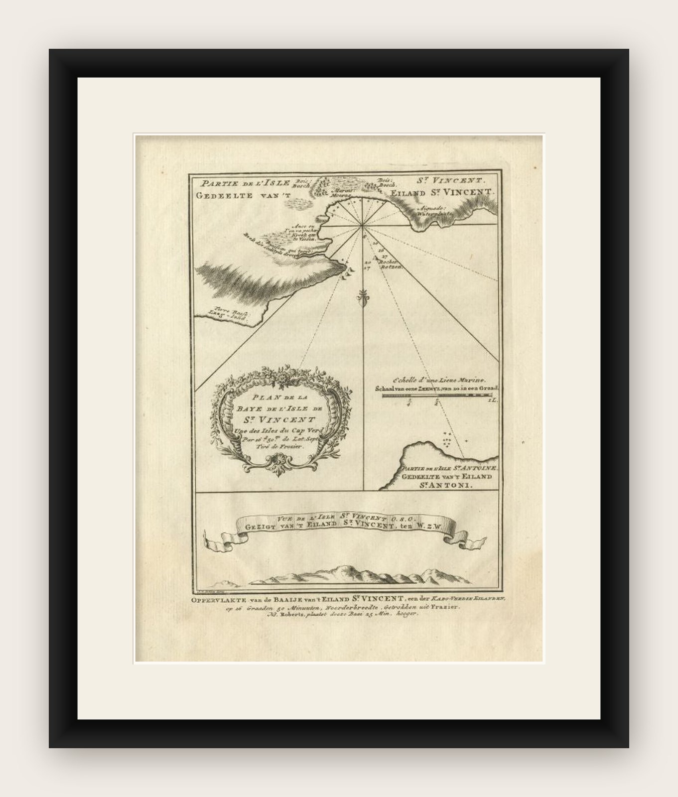 Antique Print of the Bay of the Island of St. Vincent, Capeverdian Islands