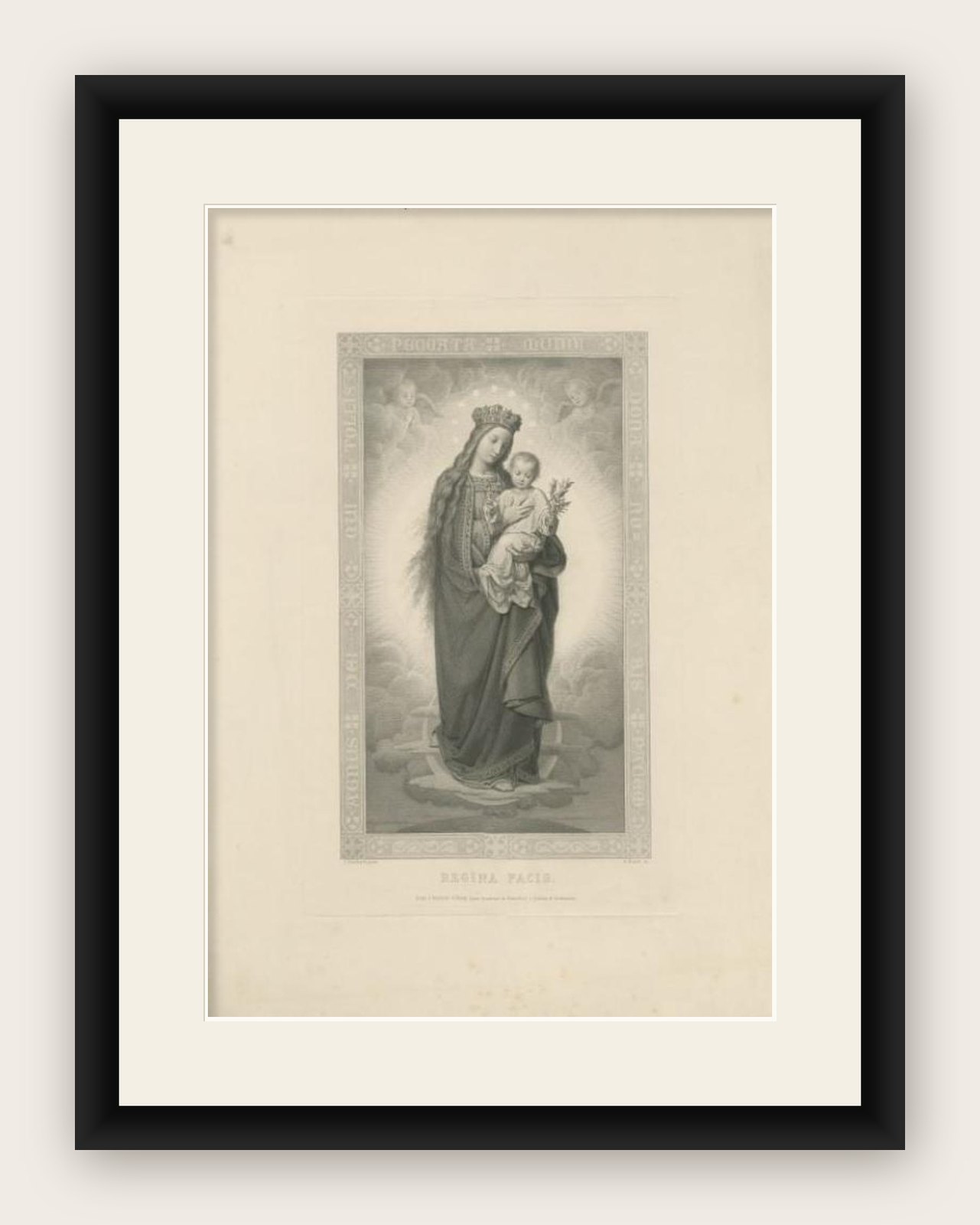 Antique Print of the Queen of Peace, c.1880