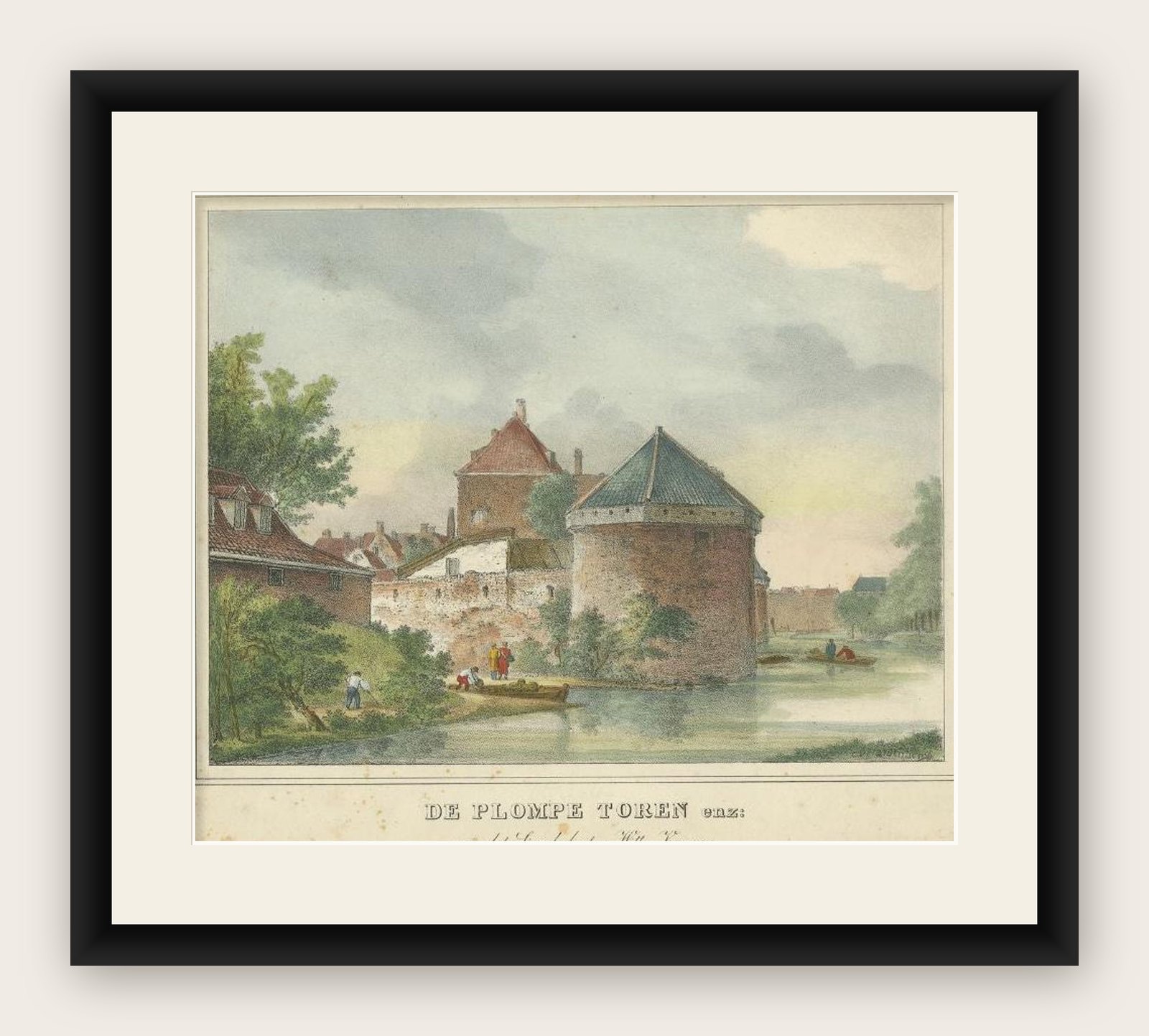 Antique Print of the 'Plompetoren' in Utrecht by Houtman, c.1830