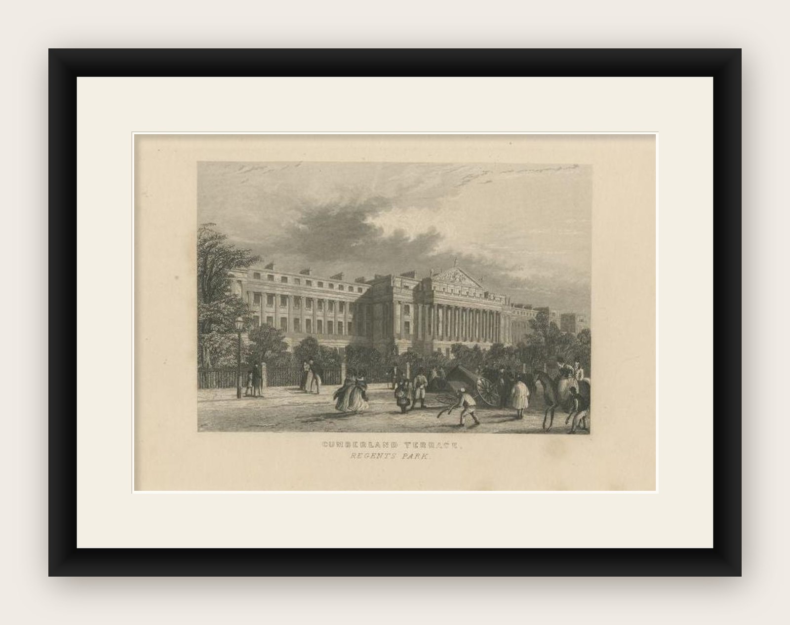 Antique Print of Cumberland Terrace in Regent's Parc, circa 1840