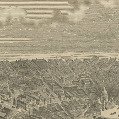Old Print with a View of Saint Petersburg, Russia, 1887