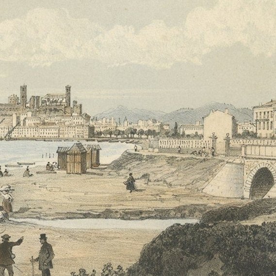 Antique Print of the City of Cannes in France, ca.1865