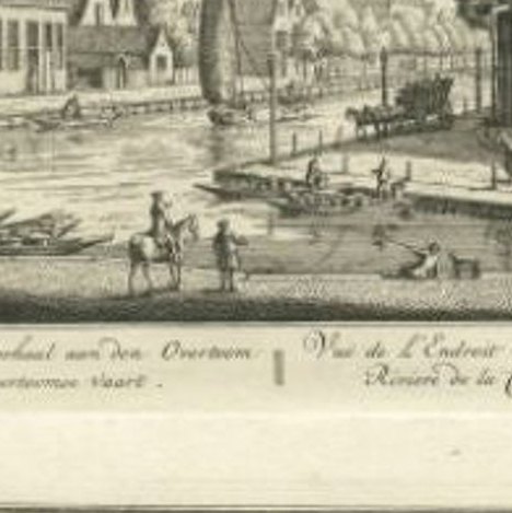 Antique Print of the 'Overtoom' and Leiden by Rademaker, 1730