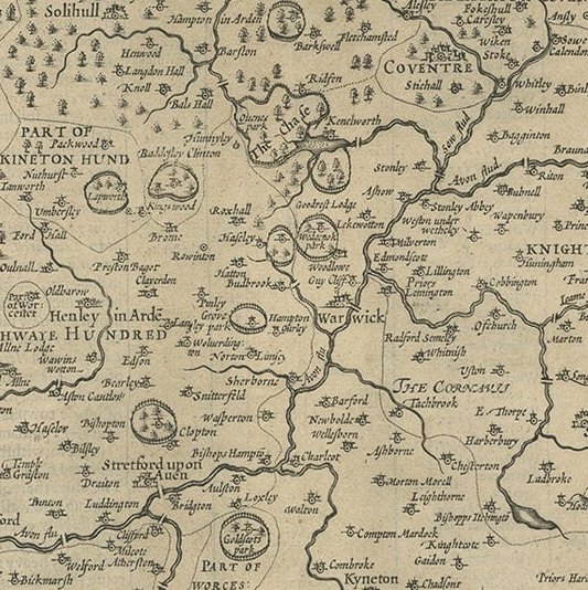 Antique Map of Warwickshire by Speed, c.1614