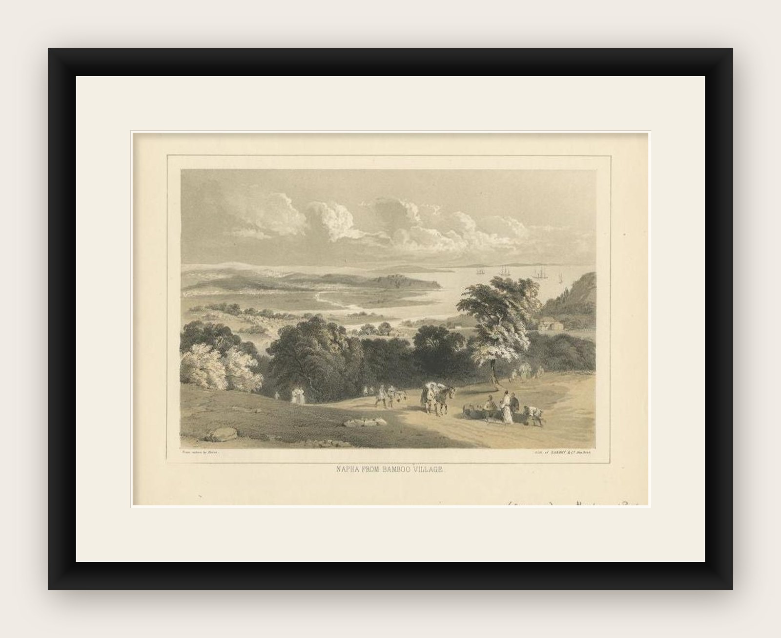 Antique Print of Naha in Japan, 1856