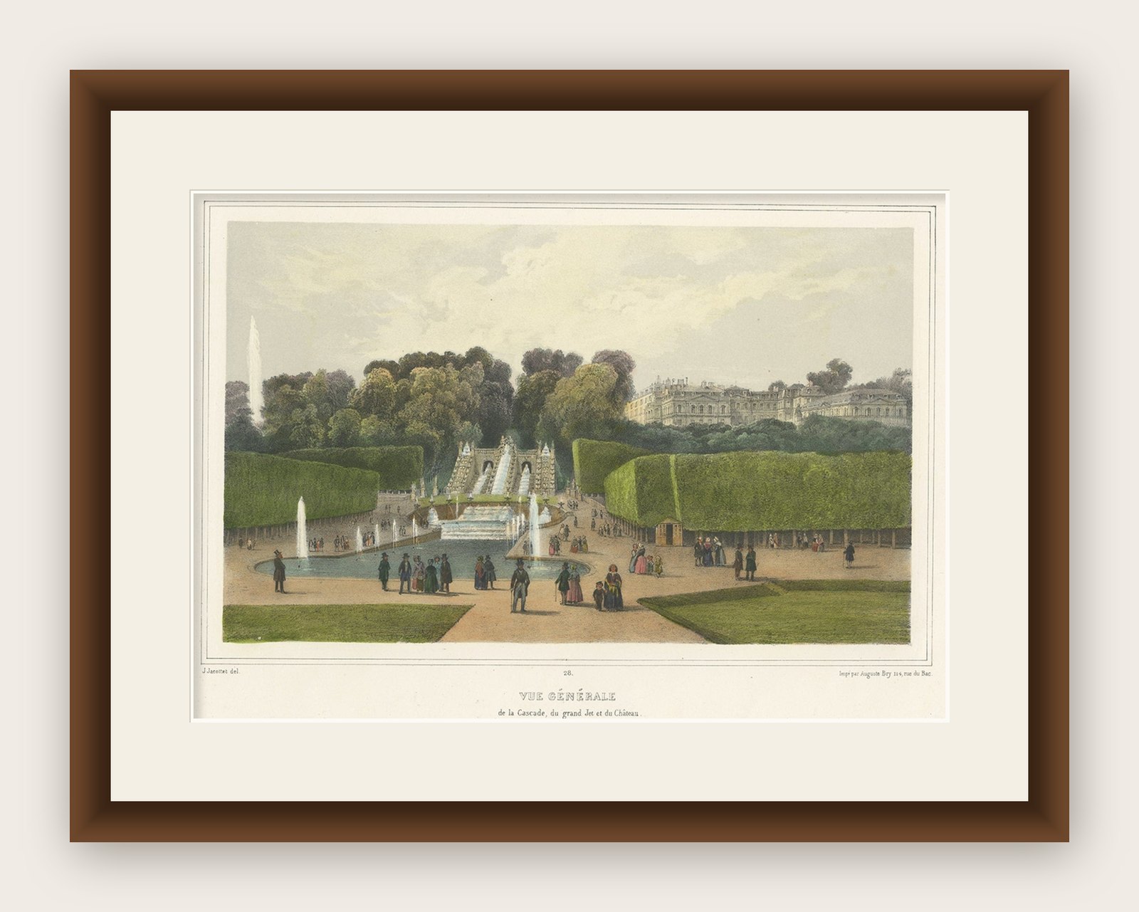 Antique Print of Parc de Saint-Cloud Near Paris, France, 1856