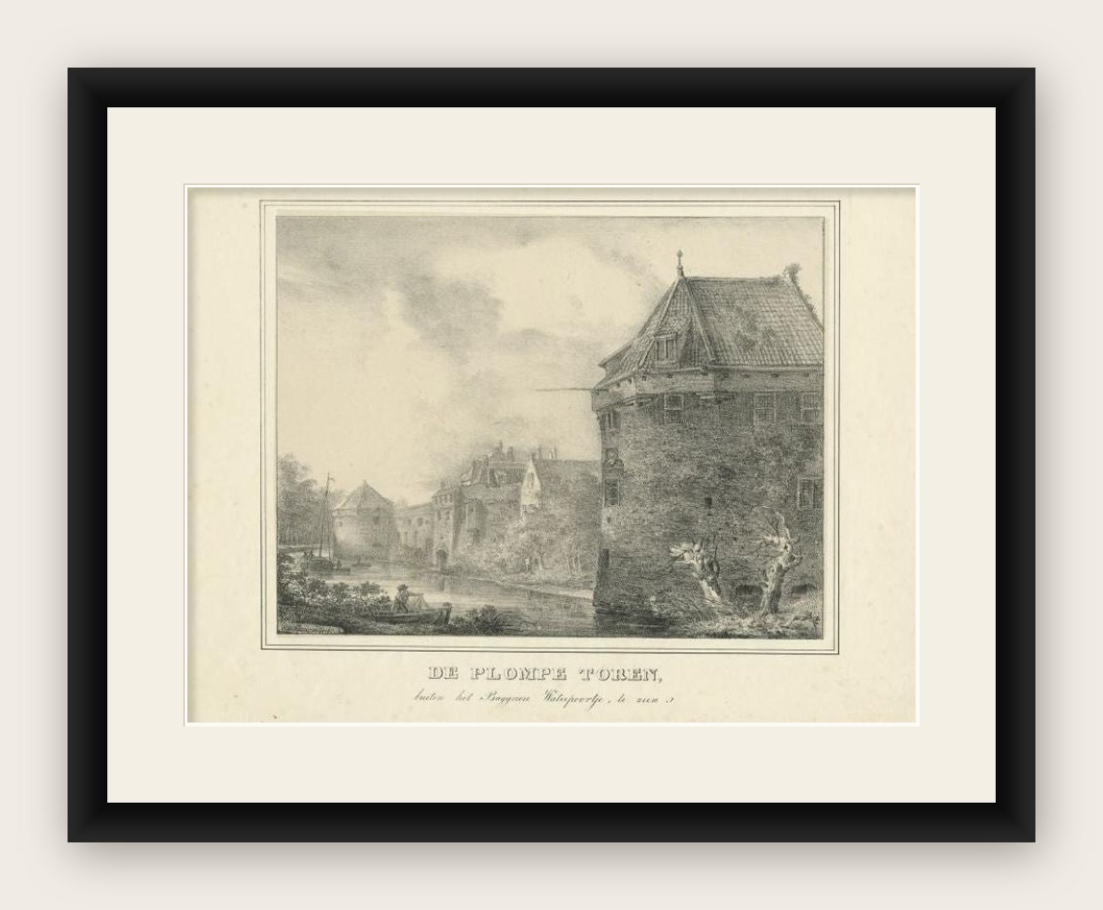 Antique Print of the 'Plompetoren' in Utrecht by Houtman, c.1830