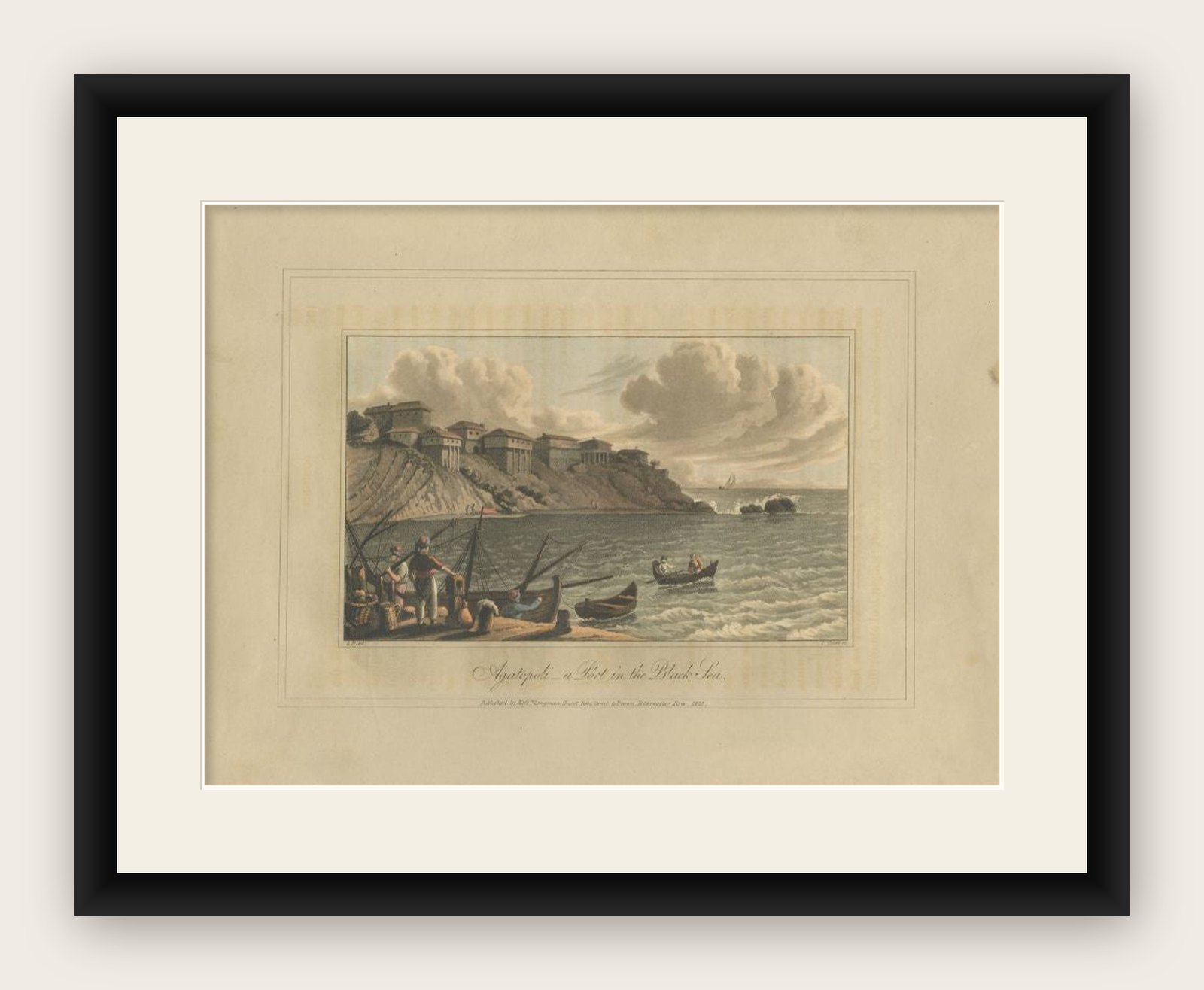 Antique Print of Agatopoli or nowadays Ahtopol in Bulgaria, 1818
