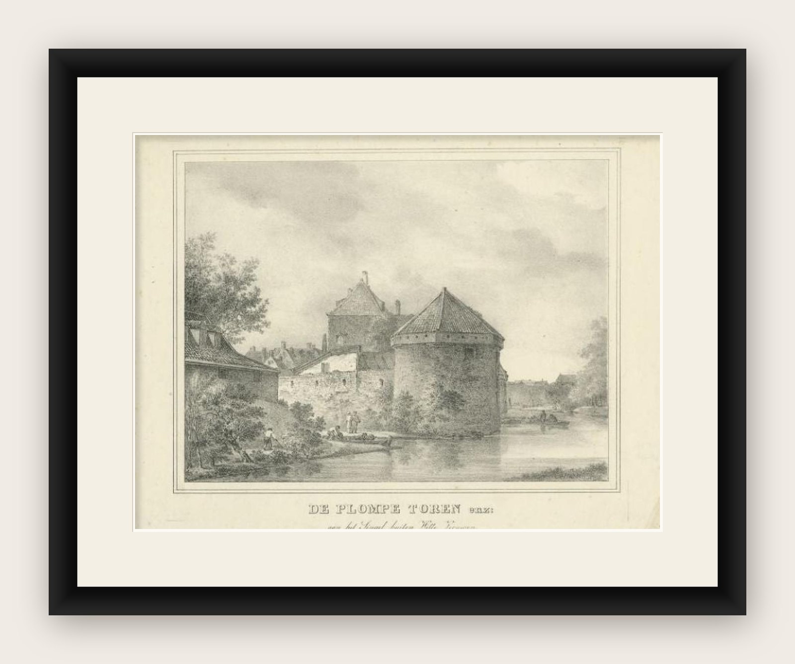 Antique Print of the 'Plompetoren' in Utrecht by Houtman, c.1830