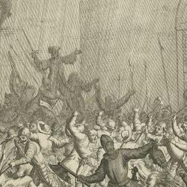 Antique Print of the Massacre in Naarden, The Netherlands, 1679