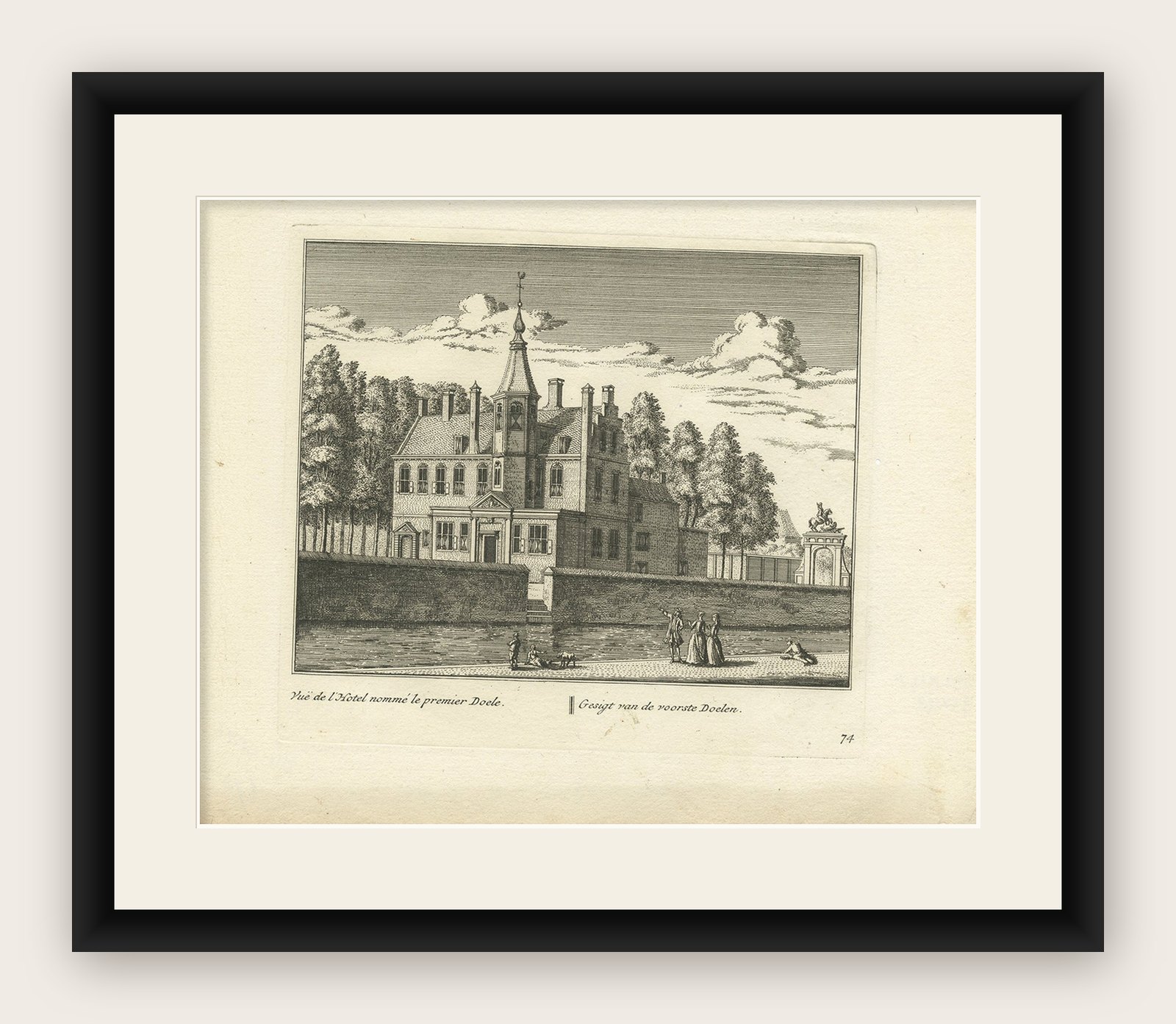 Antique Print of the 'Doelen' Court of University City Leiden, Holland, c1800