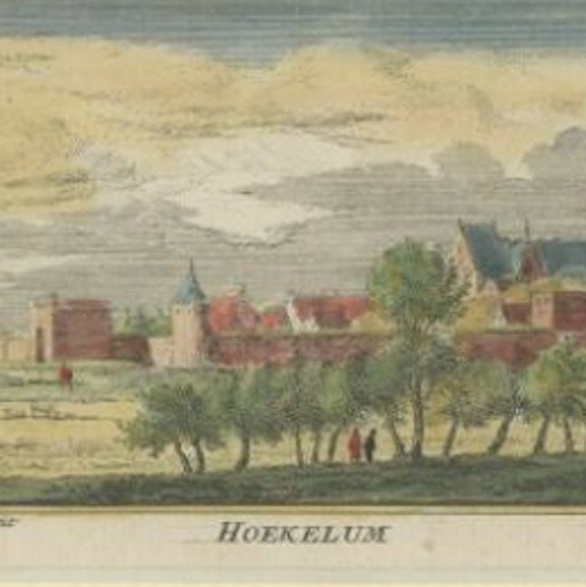 Antique Print of the Village of Hoekelum in the Netherlands, c.1730