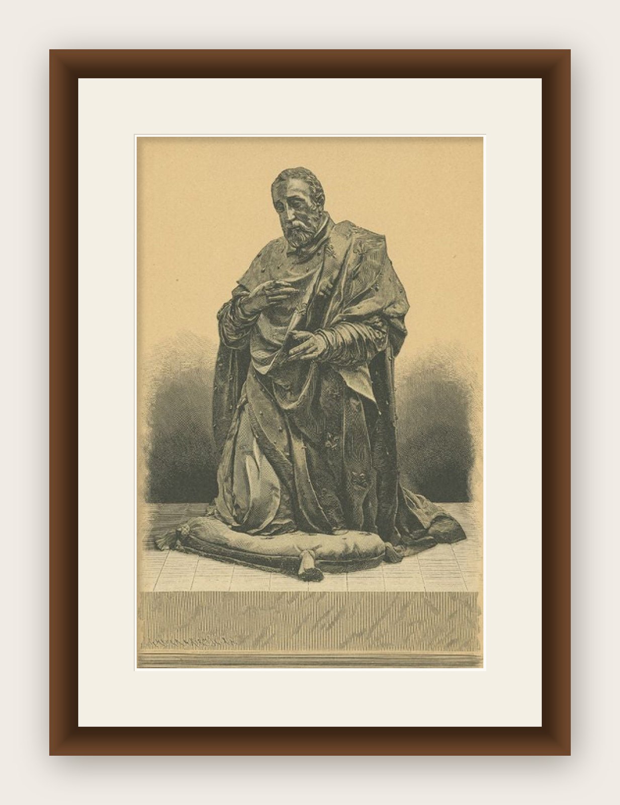 Antique Print of a Statue of Henry II, c.1880