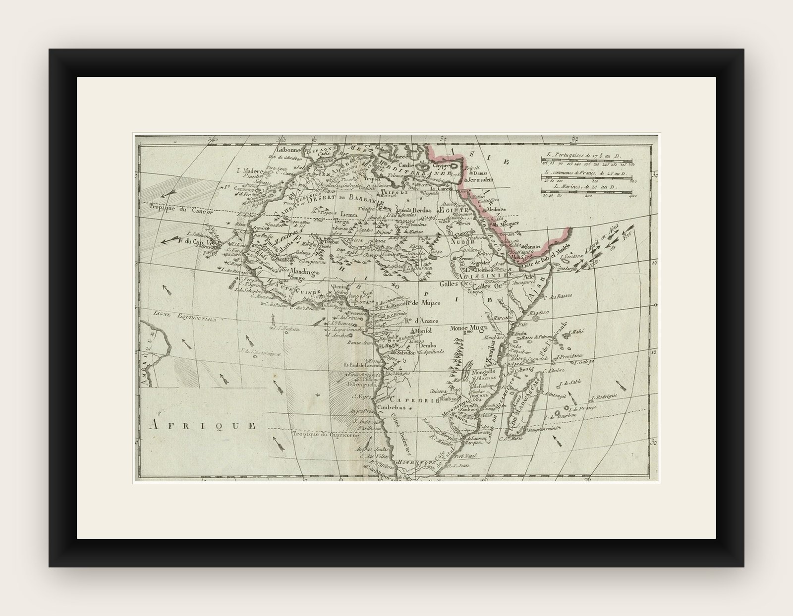 Antique Map of Africa with Ocean Currents and Other Details, C.1780