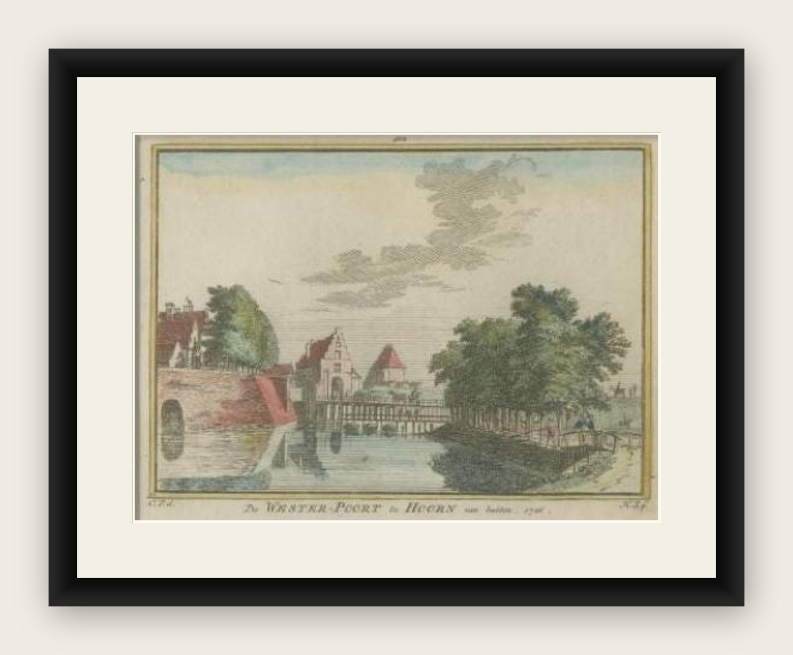 Antique Print of the 'Westerpoort' of Hoorn, The Netherlands, c.1750