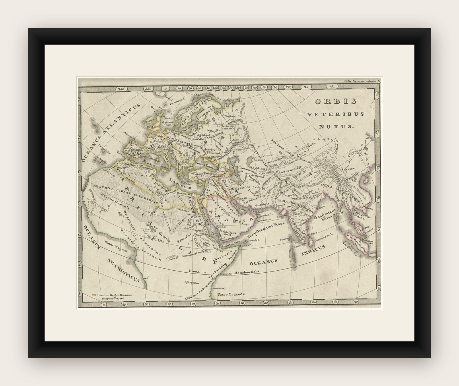 Antique Map of Europe and Part of Asia and Africa, 1848