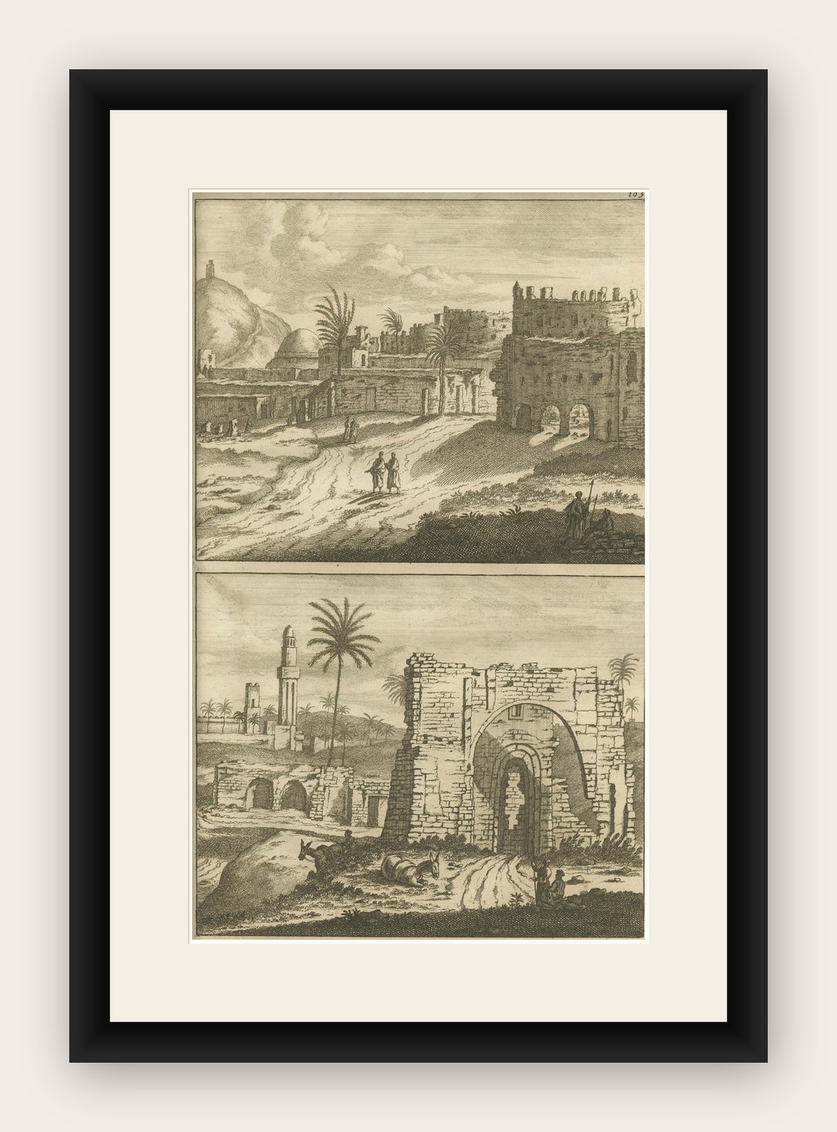 Antique Print of Alexandria in Egypt, 1698