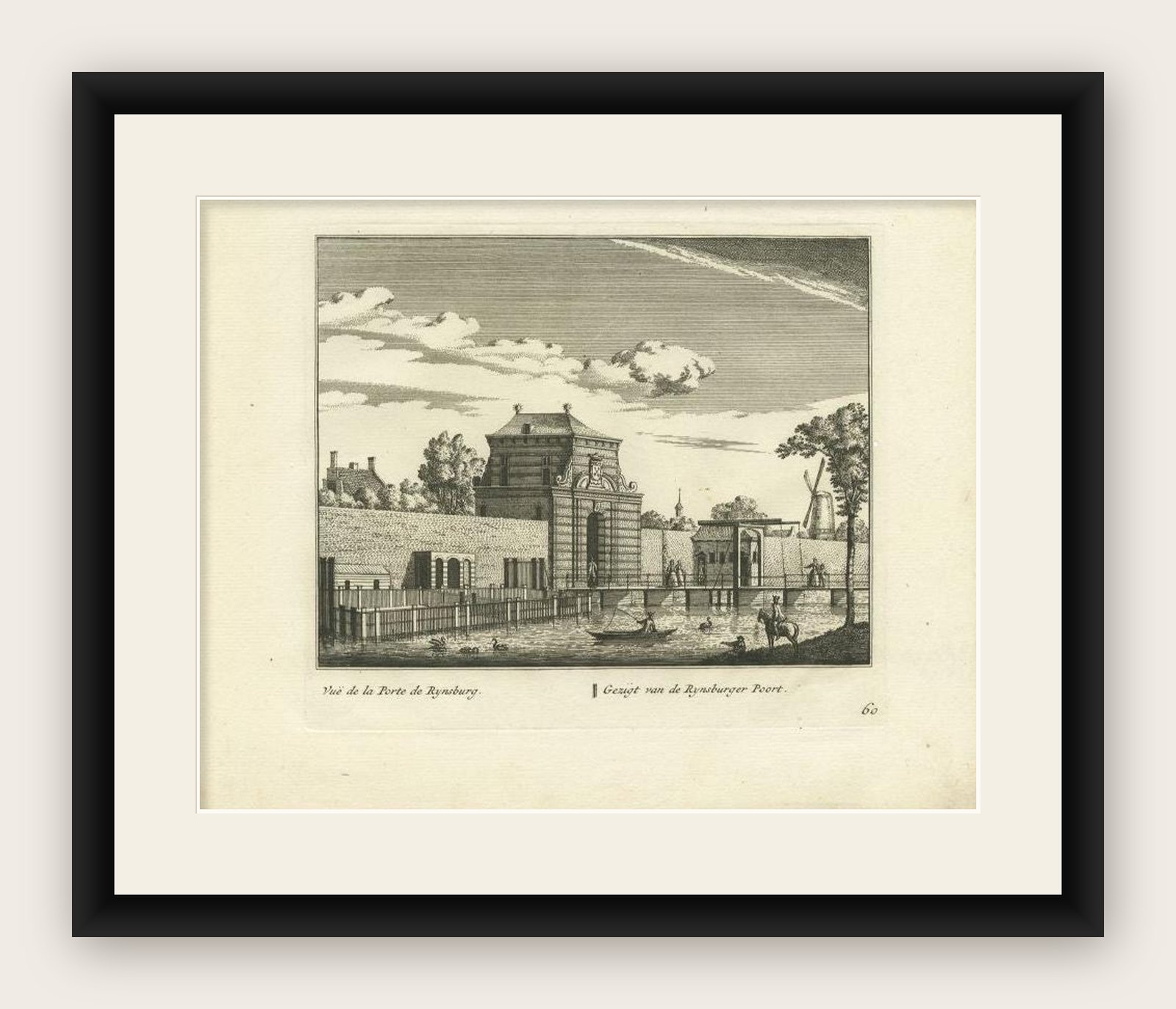 Antique Print of the 'Rijnsburgerpoort' Gate of Leiden, c.1800
