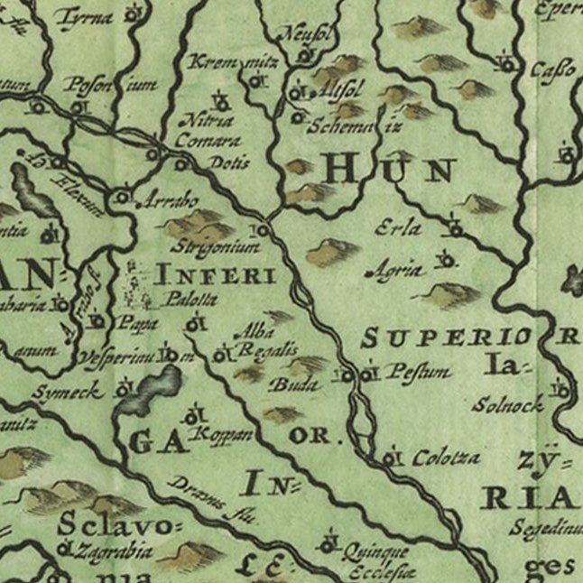 Antique Map of Pannonia and Illyria by Cluver, 1685