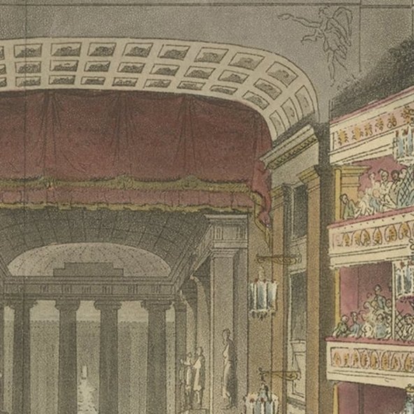Old Print Depicting the Royal Opera House, Covent Garden, London, 1810