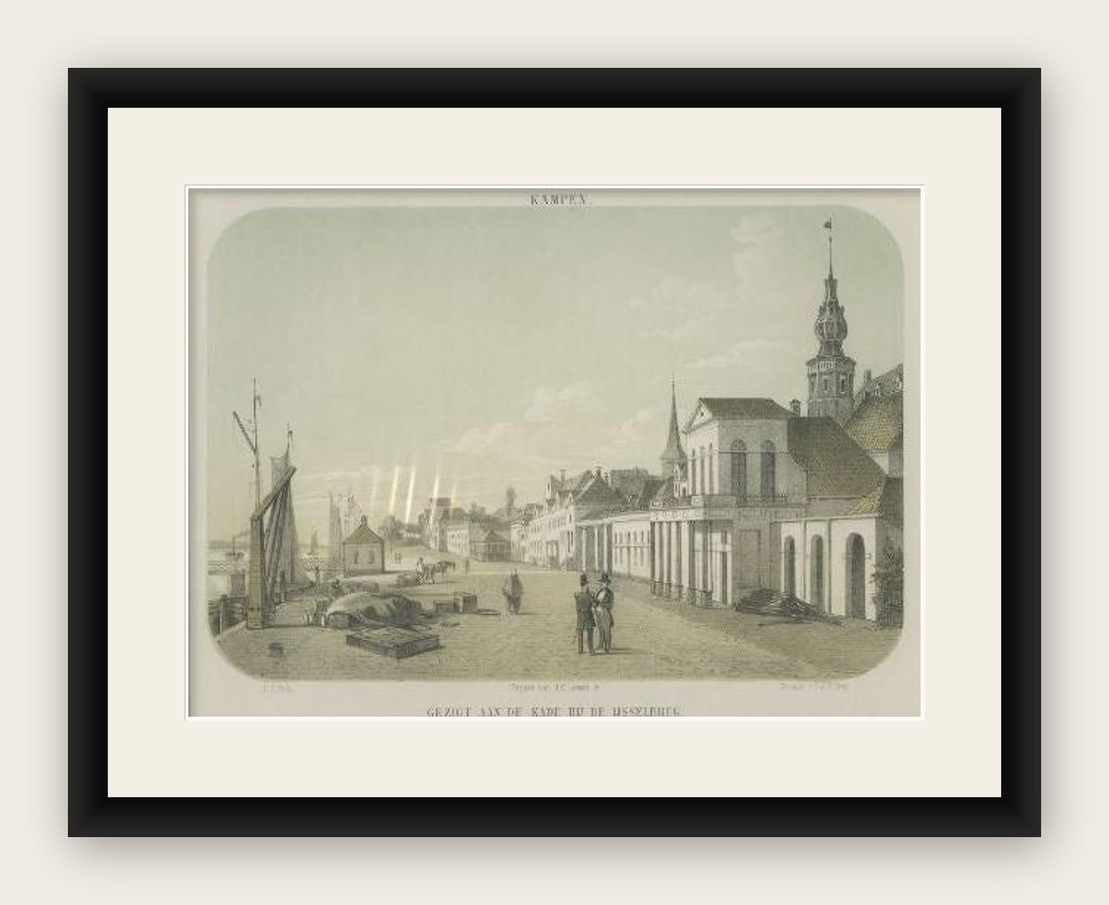 Antique Print of the City of Kampen in the Netherlands, circa 1860