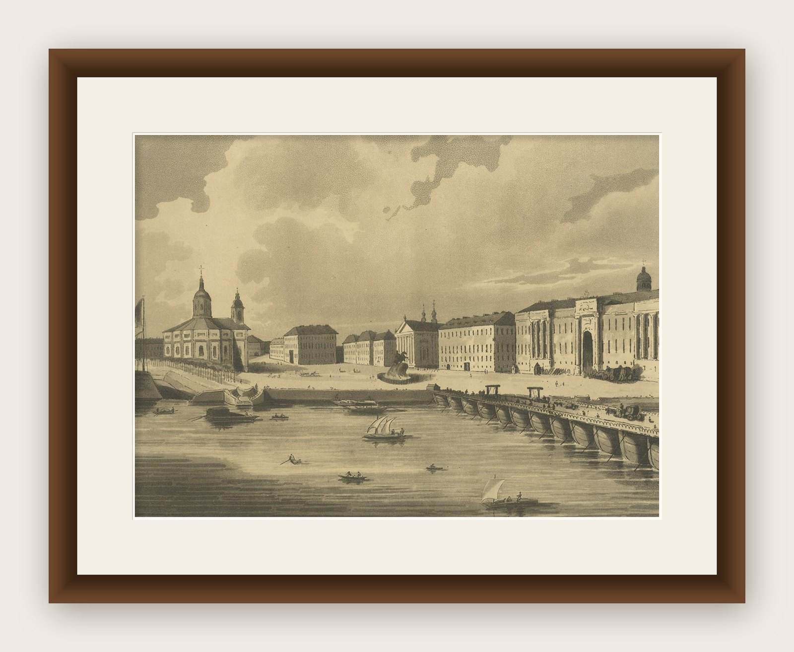 Antique Print of Saint Isaac'S Square in St Petersburg, Russia, c.1810