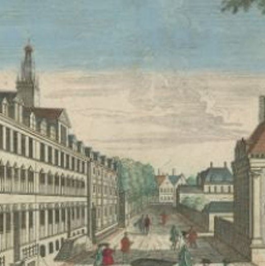 Antique Print of the Korte Vijverberg in The Hague, The Netherlands, c.1760
