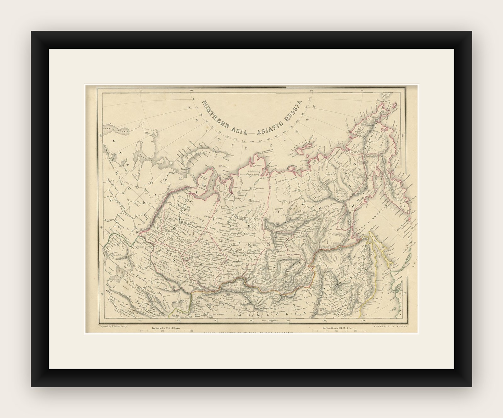 Northern Asia, Asiatic Russia, Old Map of Russia in Asia, 1849