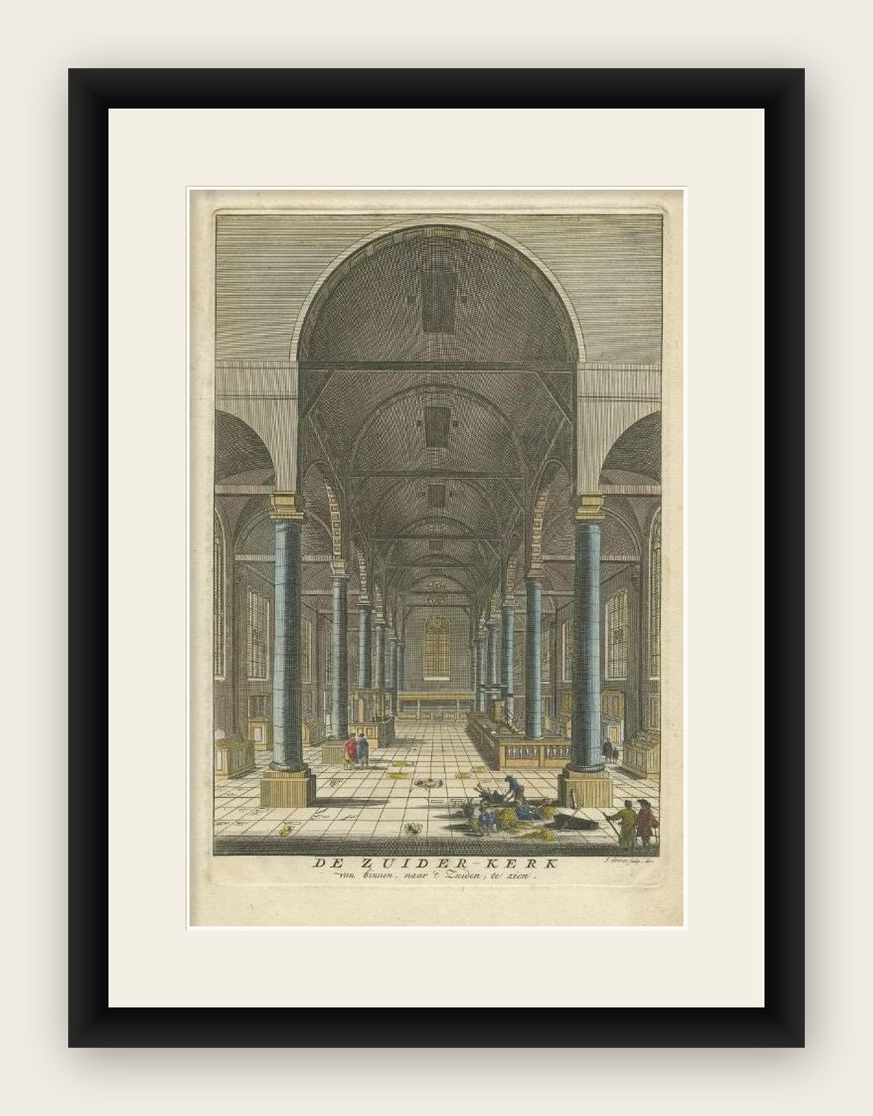 Antique Print of the 'Zuiderkerk' in Amsterdam, Holland, 1765