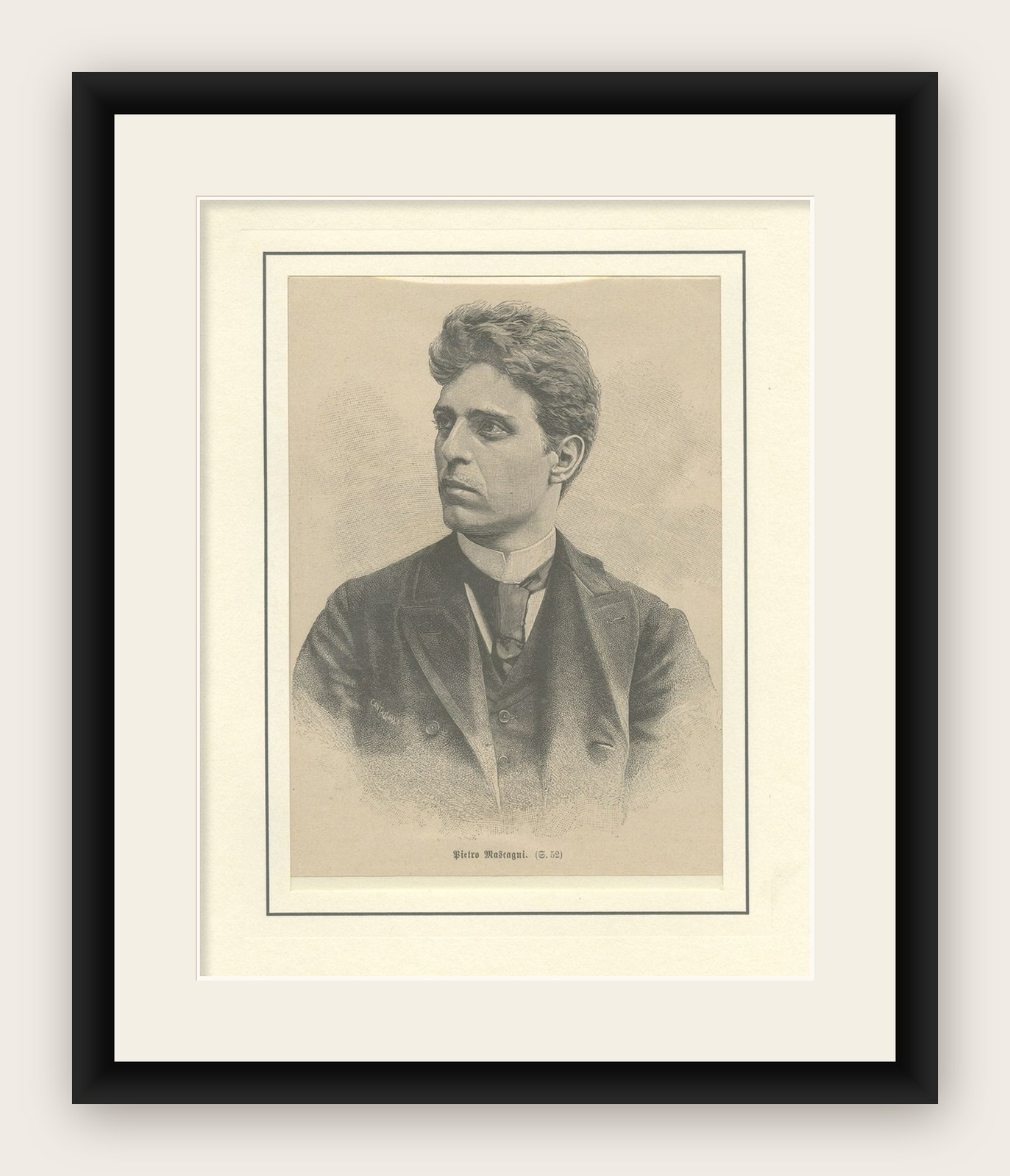Print of Pietro Mascagni, Italian Composer Primarily Known for his Operas, 1892