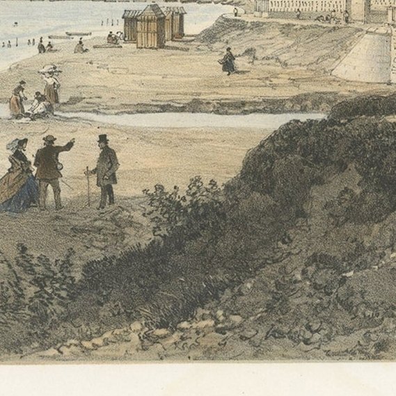 Antique Print of the City of Cannes in France, ca.1865