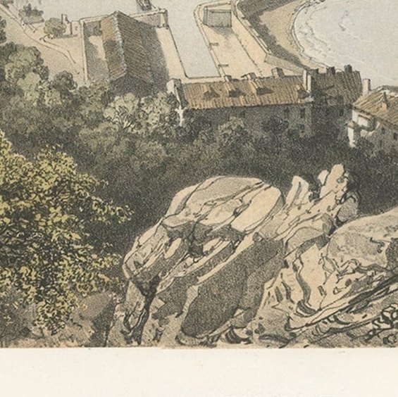 Antique Print of Villefranche in the Nice and Savoy Region of France, c.1865