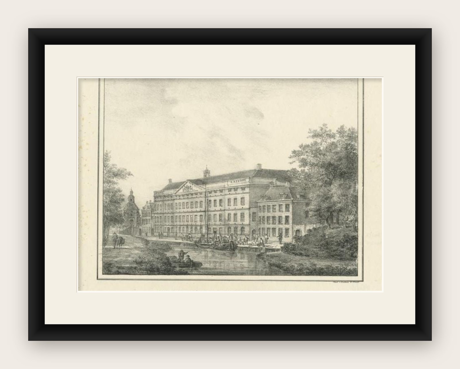 Antique Print of the 'Willems Kazerne' in Utrecht, the Netherlands, c.1830