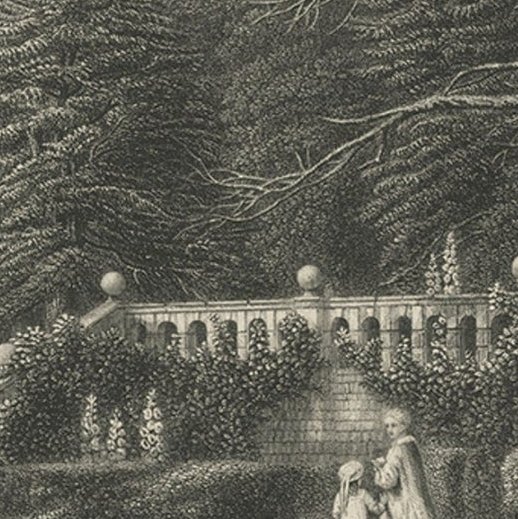 Steel Engraving of Haddon Hall, River Wye, Bakewell, Derbyshire, England, 1875