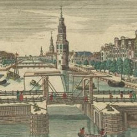 Antique Optica Print of Amsterdam from the Old Rampart, Netherlands, C.1760