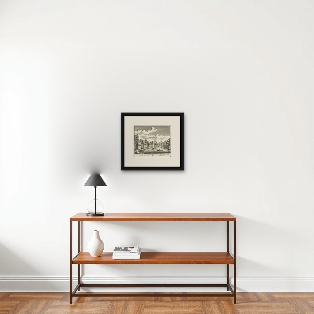 Antique Print of the Rhine River, Leiden, The Netherlands, c.1800