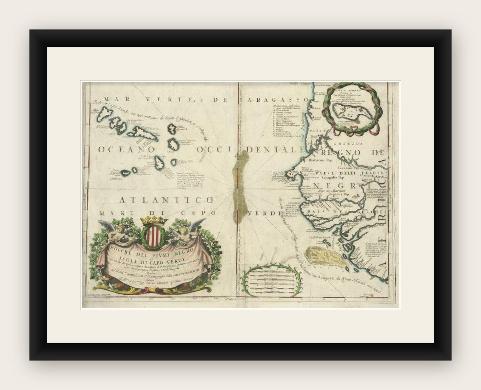 Antique Map of the Cape Verde Islands and Part of Senegal, West Africa, 1690