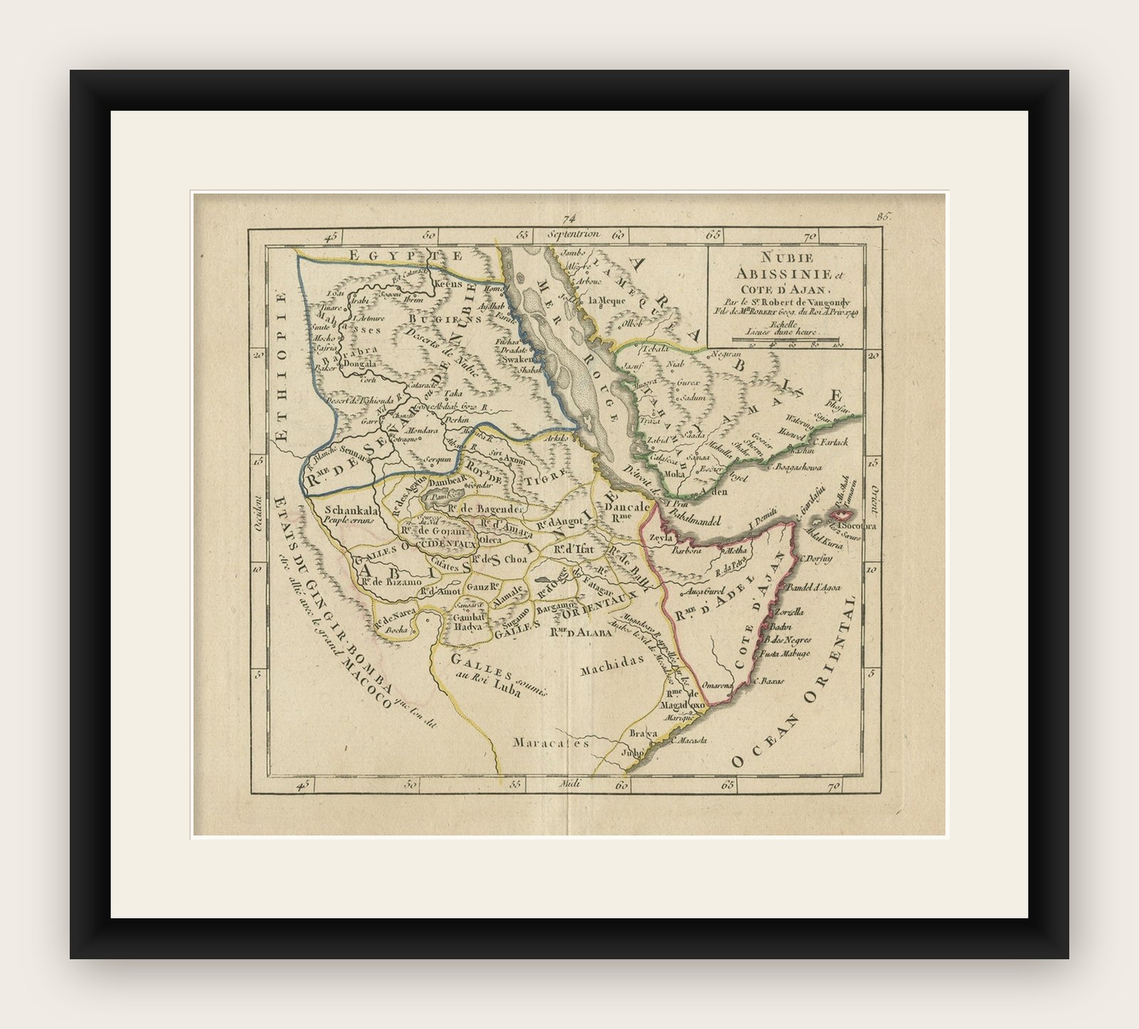Antique Map of Abyssinia, Sudan and the Red Sea, Arabia and Egypt South, 1749