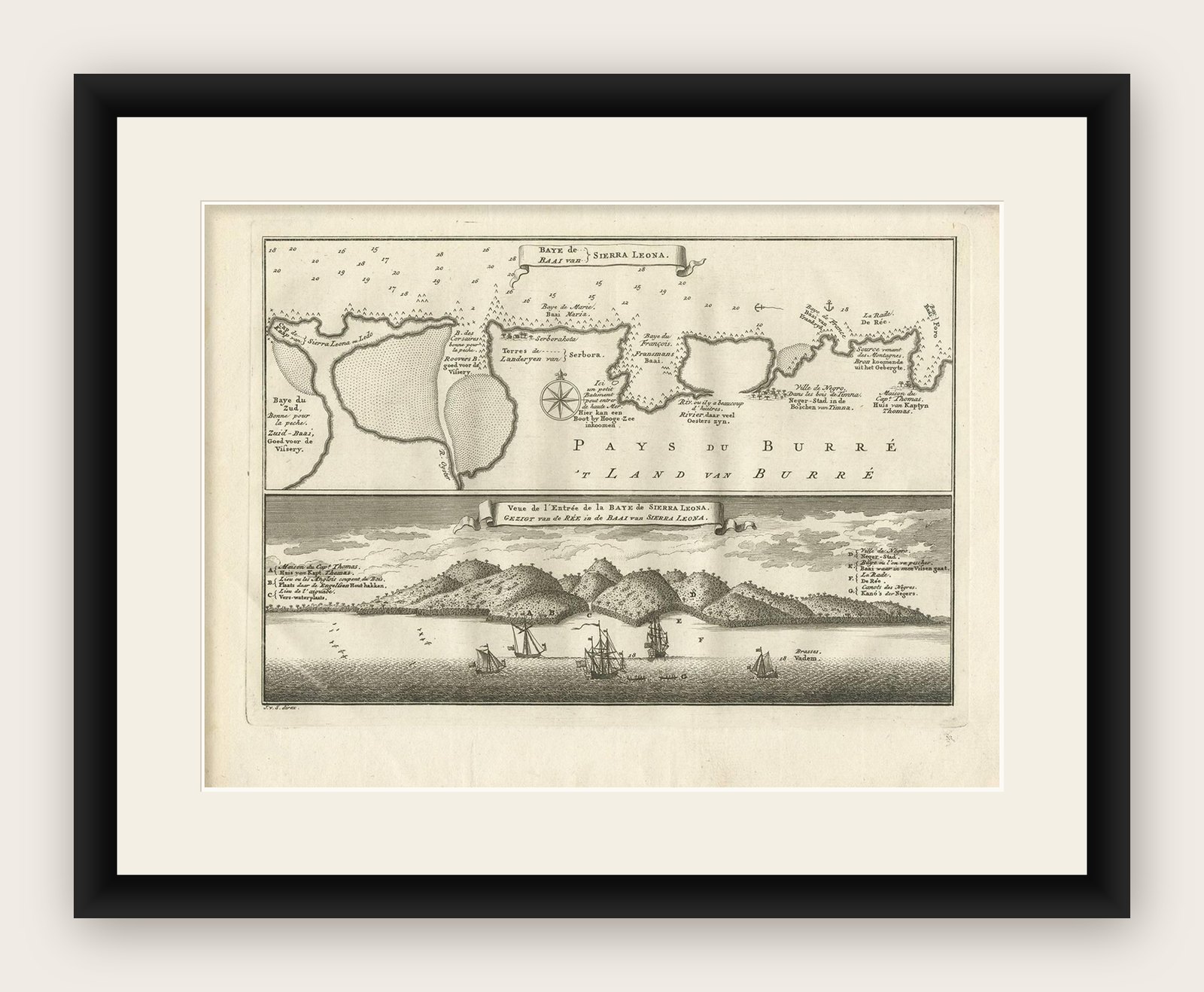 Antique Print of the Bay of Sierra Leone by J. Van Der Schley, 1758