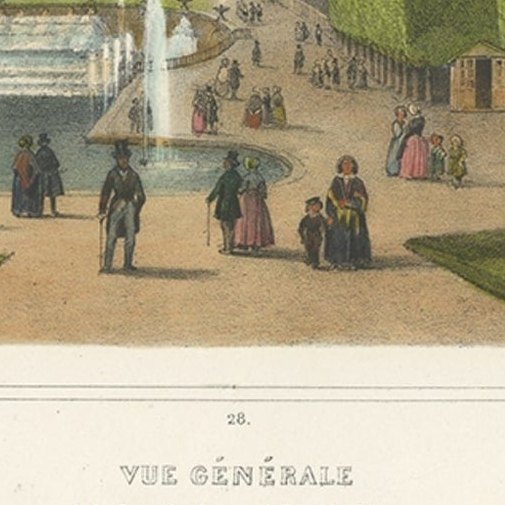 Antique Print of Parc de Saint-Cloud Near Paris, France, 1856