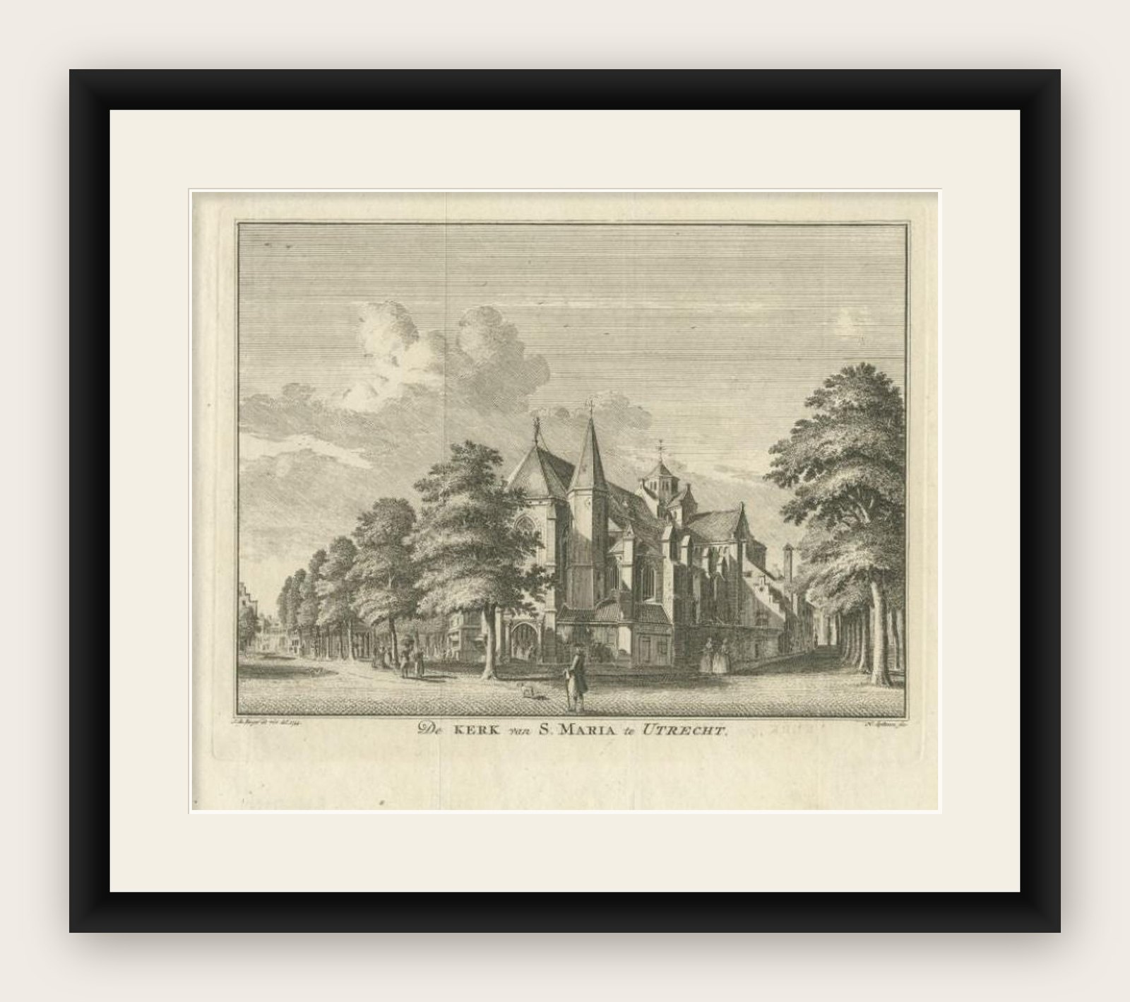 Antique Print of the Mariakerk in Utrecht by Spilman, c.1748