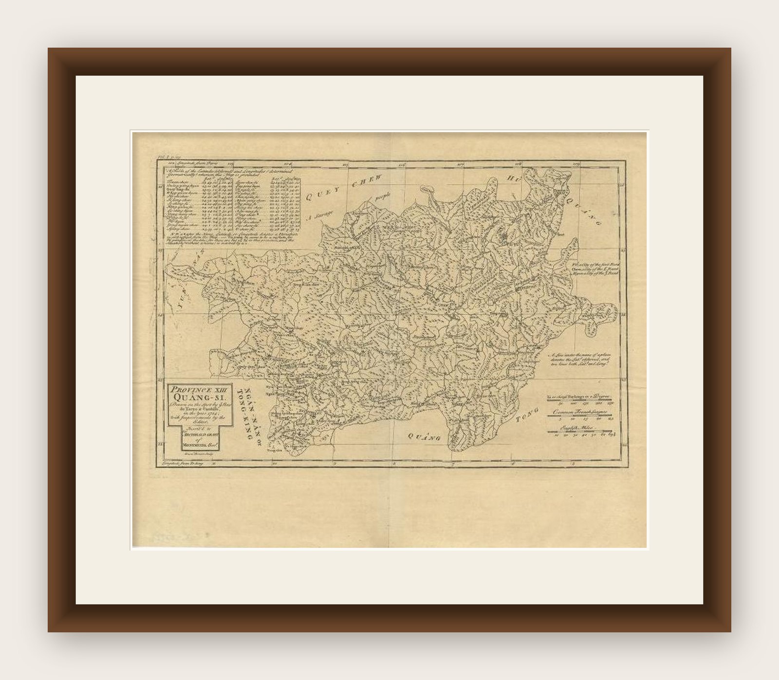Antique Map of the Province of Quang-Si by Du Halde, 1738