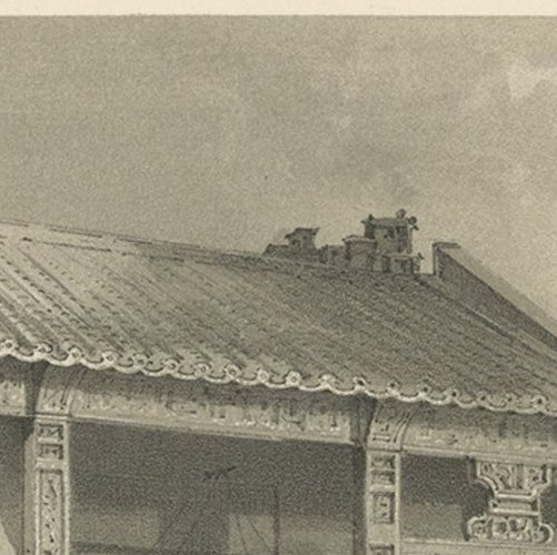 Antique Print with a View of a Fish Market in Guangzhou 'Canton', China, 1856