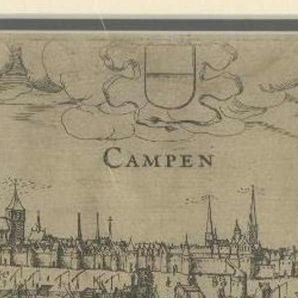 Antique Print of the City of Kampen in the Netherlands by Guicciardini, c1619
