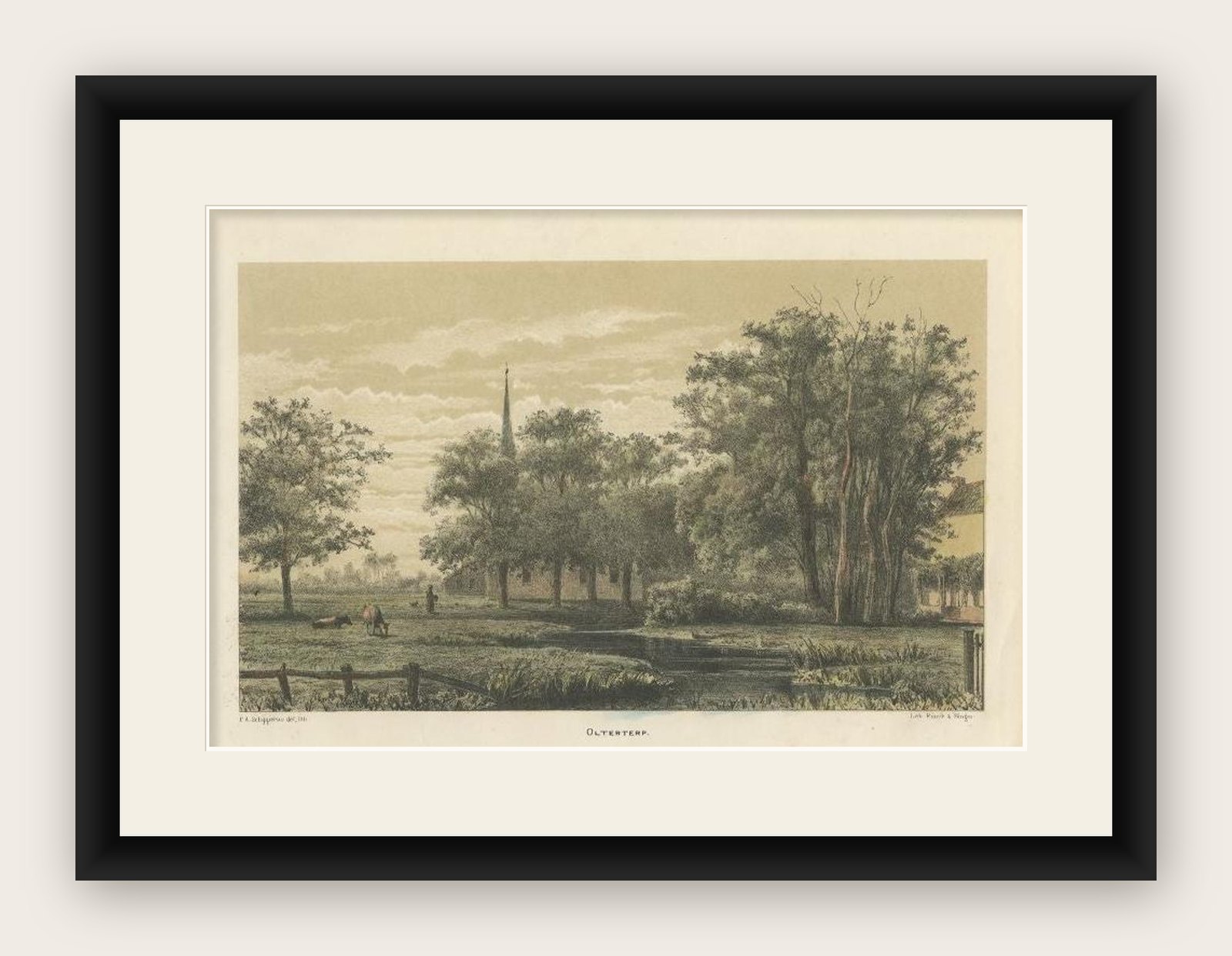 Antique Print of Olterterp, Friesland, The Netherlands, 1875