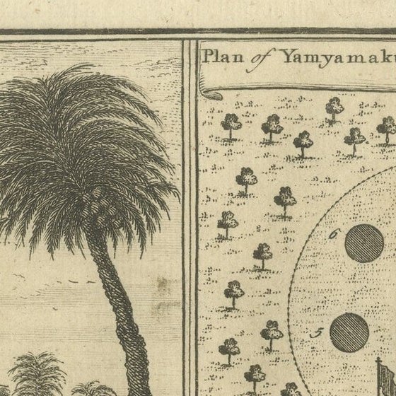 Antique Print of the King of Barsalli & the Yamyamakunda Factory, Gambia, C1730