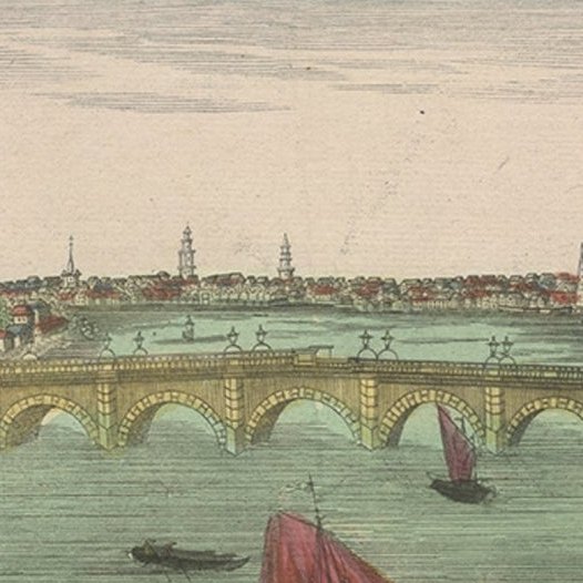 Antique Optica Print of the Westminster Bridge in London, c.1770