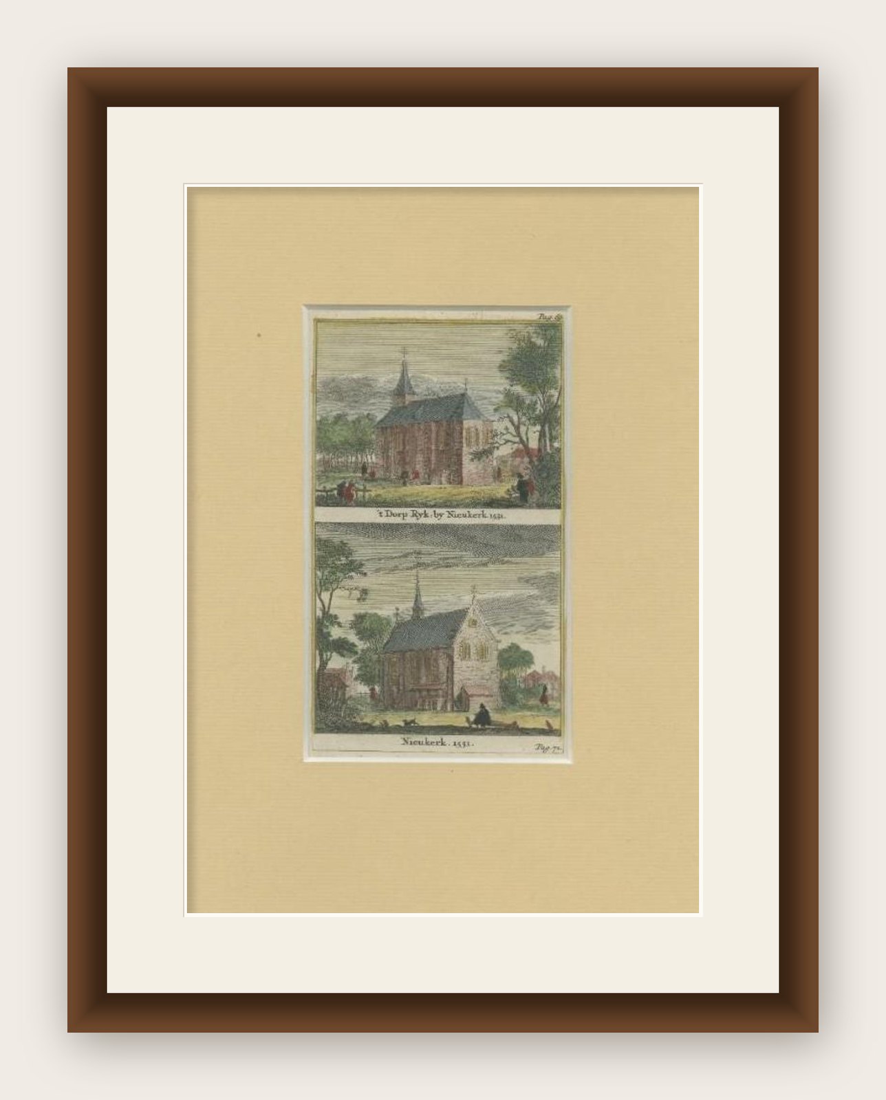 Antique Print of the Villages of Rietwijk and Nieuwerkerk, Holland, C.1723
