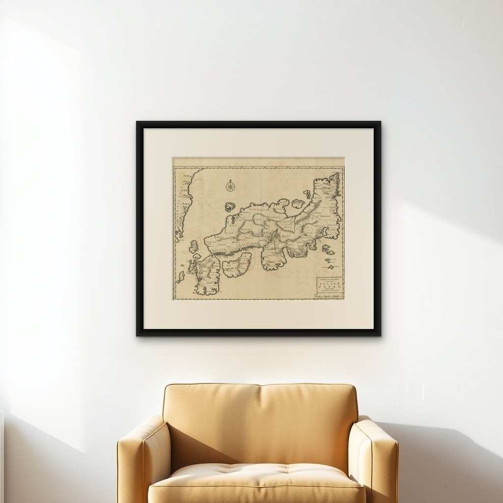 Rare Antique Map of Japan with Place Names Given in Dutch Nomenclature, 1726